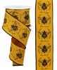 Yellow, classic bee wired ribbon 2.5” - Greenery MarketRge1697nc