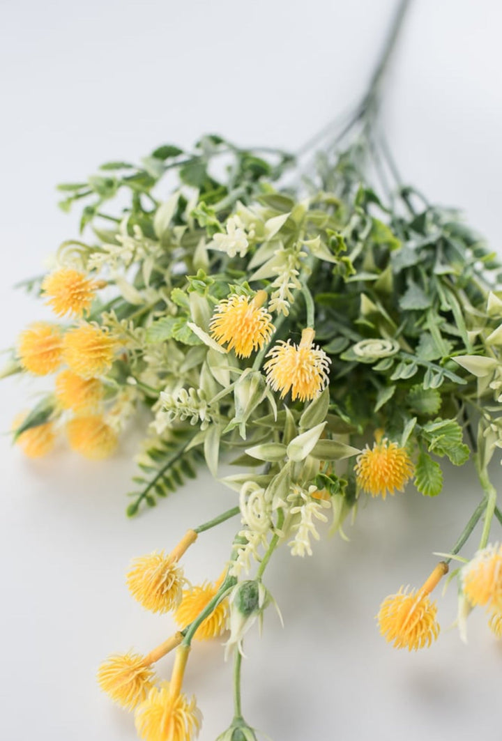 Yellow Mixed greenery and thistle flower - Greenery MarketArtificial Flora80292