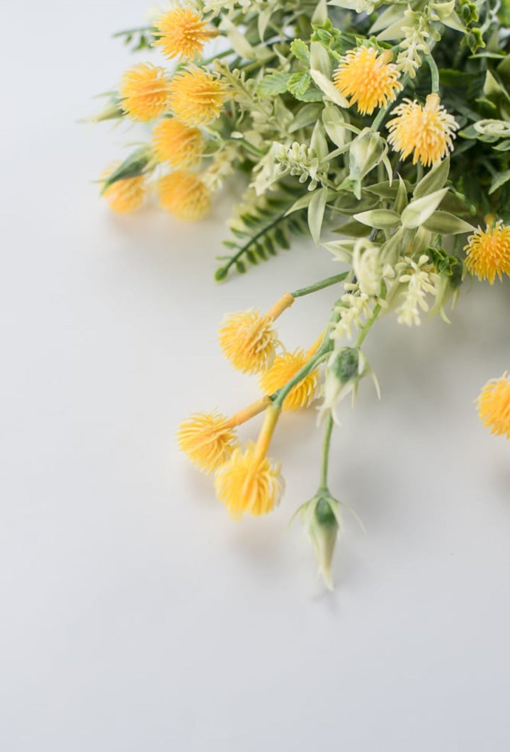 Yellow Mixed greenery and thistle flower - Greenery MarketArtificial Flora80292