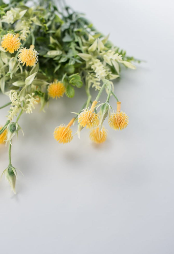 Yellow Mixed greenery and thistle flower - Greenery MarketArtificial Flora80292