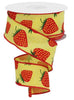 Yellow Strawberry wired ribbon, 1.5” - Greenery MarketWired ribbonRGE105229